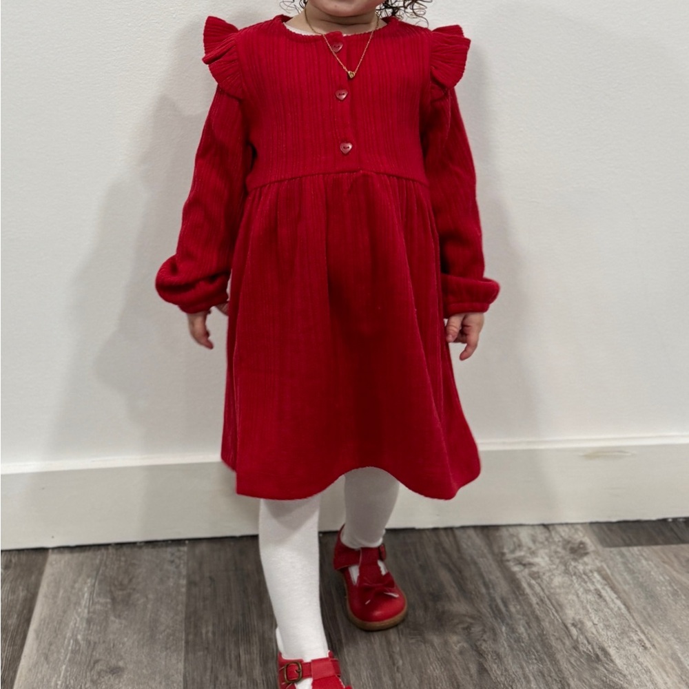 Old Navy Red Ruffle Sleeve Dress